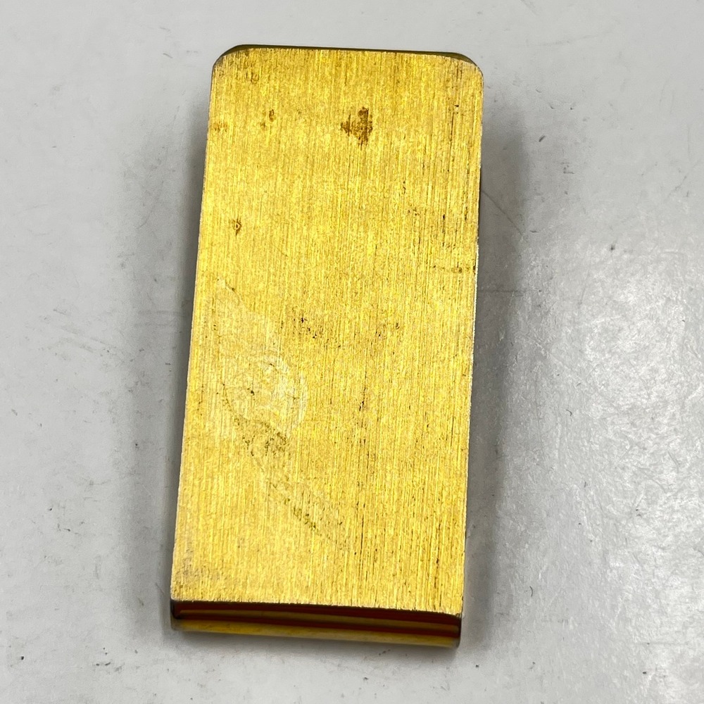 Vintage Brushed Gold Tone Slim Metal Money Clip Modernist Minimalist Accessory